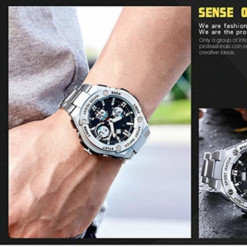 Chronograph Countdown Digitaluhr Für Herren Mode Outdoor Sport Armbanduhr Herrenuhr Wecker Wasserdicht 26.5cm Schwarz - 5
