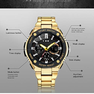 Chronograph Countdown Digitaluhr Für Herren Mode Outdoor Sport Armbanduhr Herrenuhr Wecker Wasserdicht 26.5cm Schwarz - 6