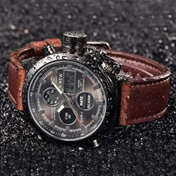 Chronograph Uhren Männer Sport Digital Militäruhren Lässig Armee Quarzuhr,Uhr Herren Beiläufig Sports Edelstahl Wasserdicht Quartz Uhr Mit Schwarz Armbanduhren - 5