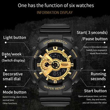 Digitaluhr Herren Sport Armbanduhr Militärische für Männer mit Wecker Kalender Stoppuhr Stoßfest 3D Coole Design Bunte Herrenuhr - 5