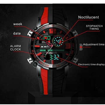 Digitaluhr Herren Sportuhren Mode Dual Display Herren wasserdichte Led Digitaluhr Mann Militäruhr 24cm Blau - 3