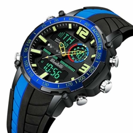 Digitaluhr Herren Sportuhren Mode Dual Display Herren wasserdichte Led Digitaluhr Mann Militäruhr 24cm Blau - 1