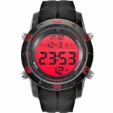 Digitaluhr Legierung Sportuhren Männer Silikon Armband Beständig Digitaluhr Alarm Armbanduhr Männer Geschenk 25cm rot - 1