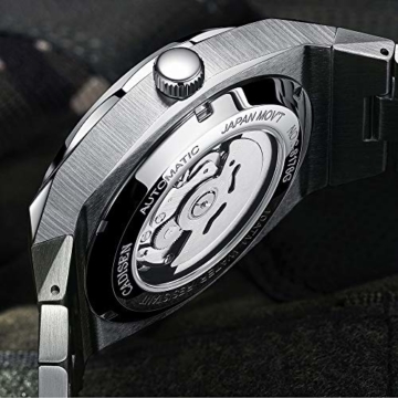 Herren Automatik-Uhr Armbanduhr Automatikwerk Blaues Zifferblatt mit Edelstahl Armband - 3