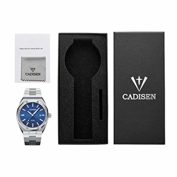 Herren Automatik-Uhr Armbanduhr Automatikwerk Blaues Zifferblatt mit Edelstahl Armband - 4