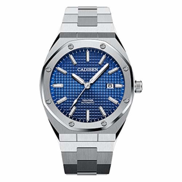 Herren Automatik-Uhr Armbanduhr Automatikwerk Blaues Zifferblatt mit Edelstahl Armband - 1