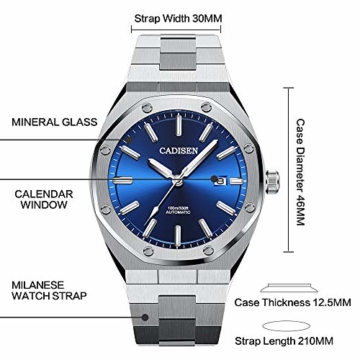 Herren Automatik-Uhr Armbanduhr Mechanisch mit Edelstahl Armband - 3