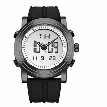 Herren Digitaluhr Herren Chronograph Armbanduhren wasserdichte Genfer Quarz Sport Laufuhr Uhr 19.5cm Schwarz - 1