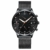 Herren-Quarzuhr, Edelstahl Slim Uhr, vielseitige wasserdichte Uhr mit Nachtlichtuhr und Kalender 45mm Schwarz - 1