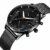 Herren-Quarzuhr, Edelstahl Slim Uhr, vielseitige wasserdichte Uhr mit Nachtlichtuhr und Kalender 45mm Schwarz - 3
