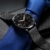 Herren-Quarzuhr, Edelstahl Slim Uhr, vielseitige wasserdichte Uhr mit Nachtlichtuhr und Kalender 45mm Schwarz - 4