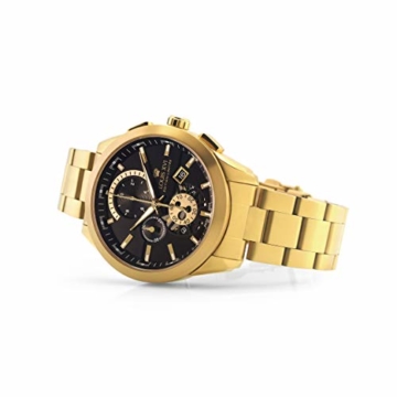 LOUIS XVI Herren-Armbanduhr Libérale Stahlband Gold Schwarz Chronograph Analog Quarz Edelstahl 984 - 3