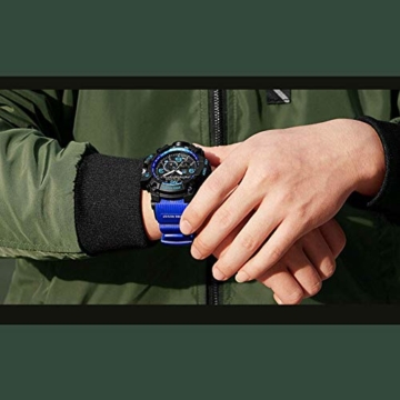 LQST Mens Digital Sports Watch - Multifunktional Military Waterproof Luminous Elektronische Armbanduhren Mit Multifunktions Stoppuhr Chronograph Alarm Und Silikon Band-ArmyGreen - 2