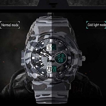 LQST Mens Elektronische Sportuhr - Outdoor Casual rische Digitale Armbanduhr Stoppuhr Waterproof Chronograph Rubber Black Großes Gesicht Multifunktions Mit Wecker - 3