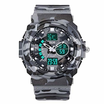 LQST Mens Elektronische Sportuhr - Outdoor Casual rische Digitale Armbanduhr Stoppuhr Waterproof Chronograph Rubber Black Großes Gesicht Multifunktions Mit Wecker - 1