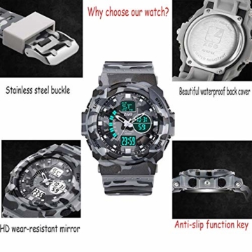 LQST Mens Elektronische Sportuhr - Outdoor Casual rische Digitale Armbanduhr Stoppuhr Waterproof Chronograph Rubber Black Großes Gesicht Multifunktions Mit Wecker - 6