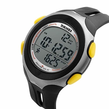 LQST Mens Sports Digital Watch - Multifunktionale wasserdichte rische Elektronische Quarz-Armbanduhren Chronograph Mit Stoppuhr/Alarm/Schrittz;hler-Frauen, Jugendliche Schwarz - 1