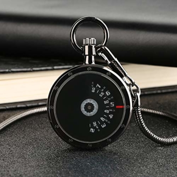 Moderne Mode Taschenuhr, Ziffern Quarz Zeit Lesen Quarz Taschenuhr Mit 30cm Kette - Ohne Cover Design Herrenuhren Modeuhr, Black - 2