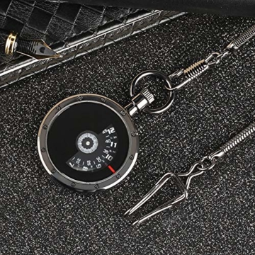 Moderne Mode Taschenuhr, Ziffern Quarz Zeit Lesen Quarz Taschenuhr Mit 30cm Kette - Ohne Cover Design Herrenuhren Modeuhr, Black - 3