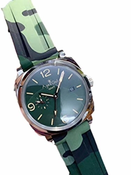 New Men Automatic Mechanical Stainless Steel GMT Brown Leather Green Rubber Watch 1950 Luminous Sapphire 44mm Date (6) - 1