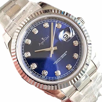 New Men Datejust Stainless Steel Automatic Mechanical Sapphire Black Blue Grey White Diamond 41mm Rome Watch AAA+ (Blue) - 1