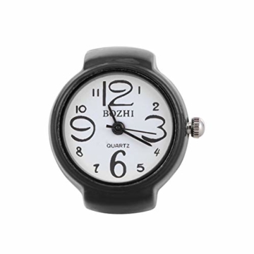 Nicero Unisex Fingerring Uhr Mode Rund Elastisch Uhr Schmuck Uhr Quarz Ring für Frauen Geschenk Männer Geschenk (weiß) Los 2.5 * 2.5cm Schwarz - 5