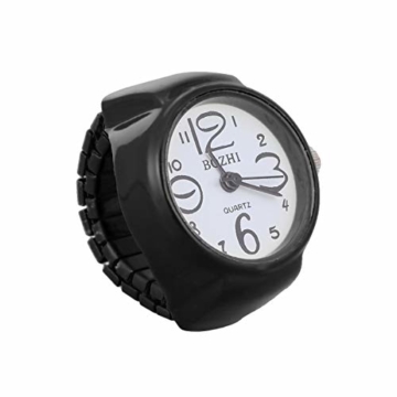 Nicero Unisex Fingerring Uhr Mode Rund Elastisch Uhr Schmuck Uhr Quarz Ring für Frauen Geschenk Männer Geschenk (weiß) Los 2.5 * 2.5cm Schwarz - 7