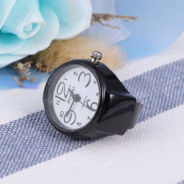 Nicero Unisex Fingerring Uhr Mode Rund Elastisch Uhr Schmuck Uhr Quarz Ring für Frauen Geschenk Männer Geschenk (weiß) Los 2.5 * 2.5cm Schwarz - 9