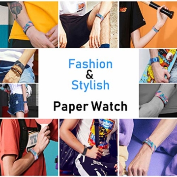 Papieruhr Digital Paper Armbanduhr, WESION Wasserdichte Tyvek Paper Watch Digital Armbanduhr mit LED-Anzeige und Magnetband, Creative Paper Smart Watch für Männer, Frauen (ADVENTURE-2) - 4