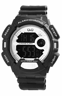 Q&Q Herrenuhr Weiß Schwarz Digital Negativ Display Silikon Quarz Armbanduhr - 1