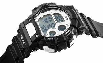 Q&Q Herrenuhr Weiß Schwarz Digital Silikon Quarz Armbanduhr - 4