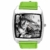 Quadratische Armbanduhr aus grünem Leder für John Wayne Fans - 4