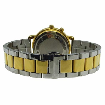 Sprechende Armbanduhr, analog, mit Alarm, Uhrzeit und Datum auf Französisch, für Blind- und Sehbehinderte, goldfarben, zweifarbiges Armband aus Edelstahl TUF-G705 - 5