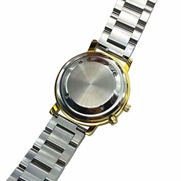 Sprechende Armbanduhr, analog, mit Alarm, Uhrzeit und Datum auf Französisch, für Blind- und Sehbehinderte, goldfarben, zweifarbiges Armband aus Edelstahl TUF-G705 - 7
