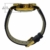 Sprechende Armbanduhr, analog, mit Alarm, Uhrzeit und Datum auf Französisch, für Blind- und Sehbehinderte, goldfarben, Armband aus schwarzem Leder TUF-G807 - 4