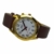 Sprechende Armbanduhr, analog, mit Alarm, Uhrzeit und Datum auf Französisch, für Blind- und Sehbehinderte, goldfarben, Armband aus Leder, braun, TUF-G706 - 5