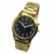 Sprechende Armbanduhr, analog, mit Alarm, Uhrzeit und Datum auf Französisch, für Blind- und Sehbehinderte, goldfarben, doppelte Verriegelung Armband aus Edelstahl TUF-G808 - 1