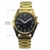 Sprechende Armbanduhr, analog, mit Alarm, Uhrzeit und Datum auf Französisch, für Blind- und Sehbehinderte, goldfarben, doppelte Verriegelung Armband aus Edelstahl TUF-G808 - 2
