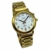 Sprechende Armbanduhr, analog, mit Alarm, Uhrzeit und Datum auf Französisch, für Blind- und Sehbehinderte, goldfarben, doppelte Verriegelung Armband aus Edelstahl TUF-G508 - 5