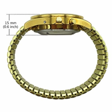 Sprechende Armbanduhr, analog, mit Alarm, Uhrzeit und Datum auf Französisch, für Sehbehinderte, goldfarben, Armband ausziehbar TUF-G802 - 7