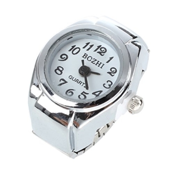 TOOGOO Unisex Quarzlegierung runde Weisse Zifferblatt arabische Ziffern Ring Uhr Silber - 3