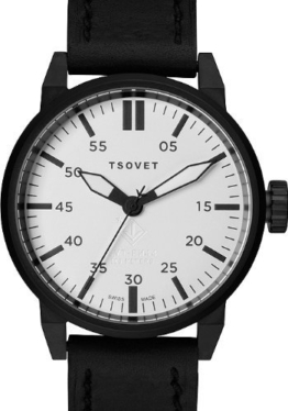 Tsovet FW44 Herren Schwarz Leder Armbanduhr svt-fw44–330110–02 - 1