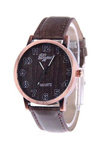 Vaorwne Unisex Kunstleder Band Holzmaserung Armbanduhr Typ C - 1