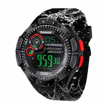 10 ATM wasserdichte Armbanduhr Leuchtend Sportuhr mit Alarm, Chronograph, Kalenderfunktion, 12/24 Stunden Format wählbar - 1