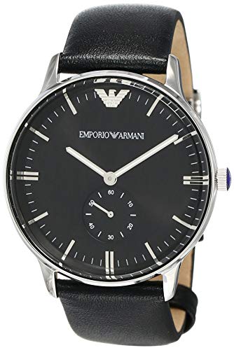 Emporio Armani Herren Analog Quarz Uhr mit Leder Armband AR0382 - 1