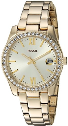 Fossil Scarlette Quarz Edelstahlarmband für Damen, Farbe: Goldfarben ES4374 - 1