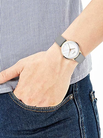 s.Oliver Damen Analog Quarz Uhr mit Leder Armband SO-3742-LQ, grau - 5