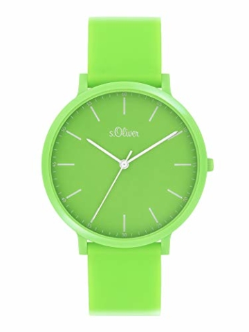 s.Oliver Unisex Analog Quarz Uhr mit Silicone Armband SO-4070-PQ - 1