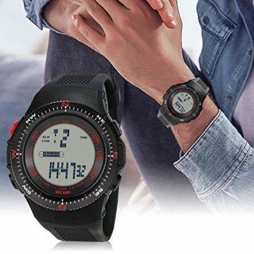 Souarts Herren Armband Uhr Junge Digitaluhr Kinderuhr Sport Uhr LED Kalender Stoppuhr 30M Wasserdicht Armbanduhr (Rot) - 3