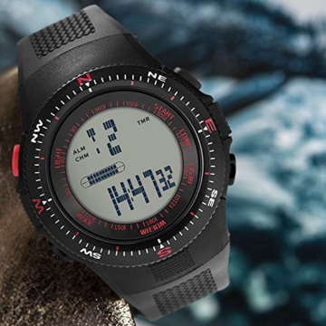 Souarts Herren Armband Uhr Junge Digitaluhr Kinderuhr Sport Uhr LED Kalender Stoppuhr 30M Wasserdicht Armbanduhr (Rot) - 6